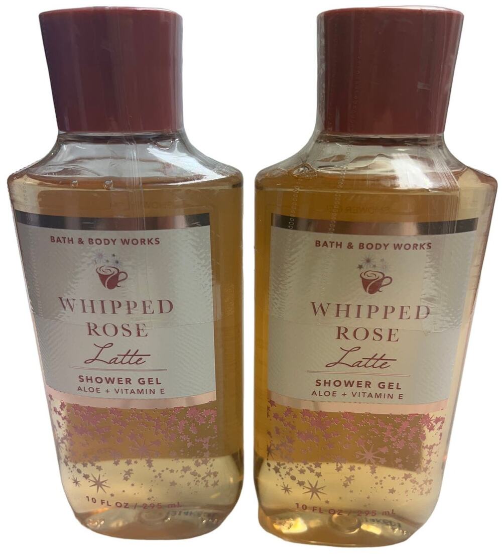 2 x Bath & Body Works WHIPPED ROSE LATTE Aloe & Vitamin E shower gel - Lot of 2